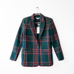 NWT Vici x Emily Lauren Pocketed Tartan Plaid Blazer